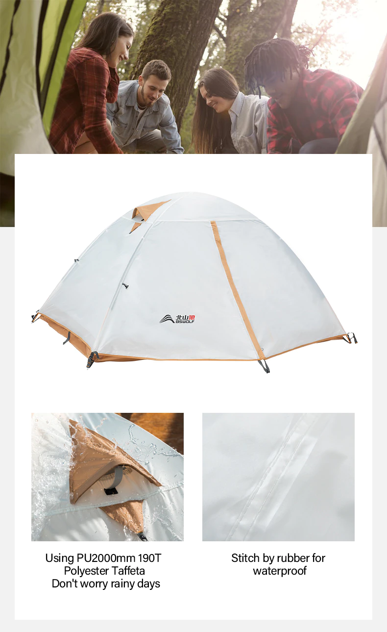 Cheap Goat Tents BSWolf Camping Tent Travel Backpacking 1 2 Person Tent  4 season Winter Skirt Tent Double Layer Waterproof Portable for Fishing   